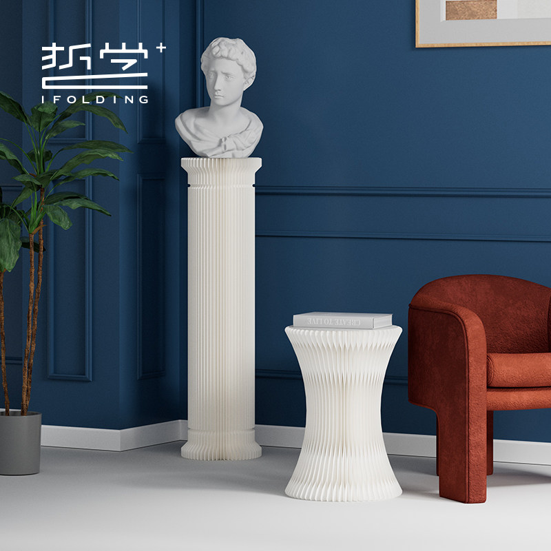 折学家展示架圆柱展台展会商用门店橱窗创意货架落地异形圆柱展架