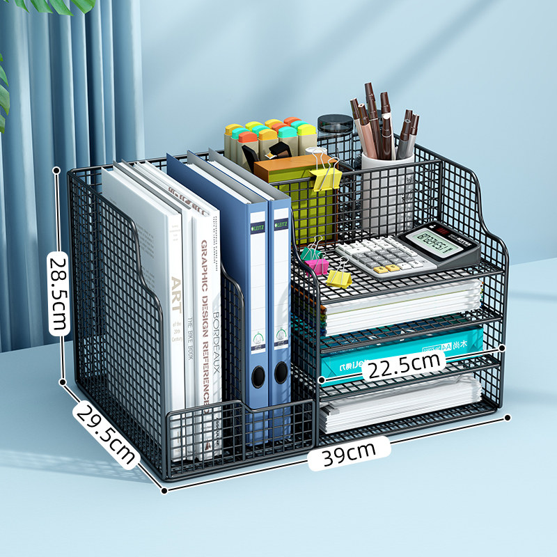 데스크 랙 다기능 파일 보관함 사무용품 파일 랙 데스크탑 책장 대용량 파일 상자 폴더 A4 용지 사무실 정보 파일 정리 금속 책장