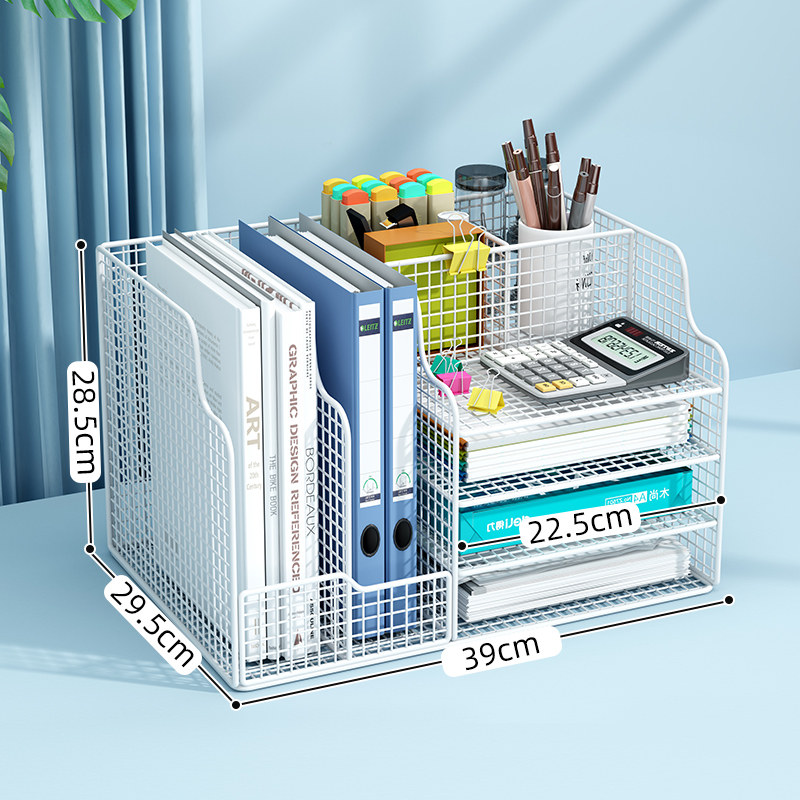 데스크 랙 다기능 파일 보관함 사무용품 파일 랙 데스크탑 책장 대용량 파일 상자 폴더 A4 용지 사무실 정보 파일 정리 금속 책장