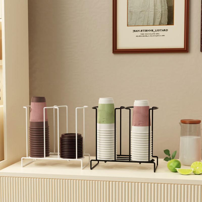 一次性杯子取杯器纸杯架吧台放奶茶杯盖咖啡茶包收纳盒水杯置物架