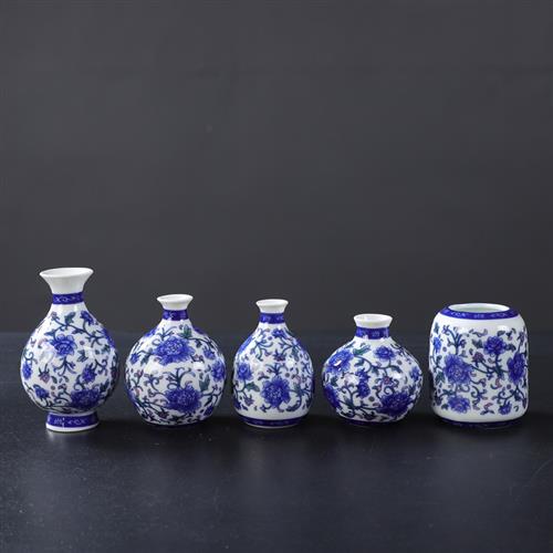 陶瓷青花花瓶博古架玄关摆件客厅桌面装饰品中国风插干花小花瓶