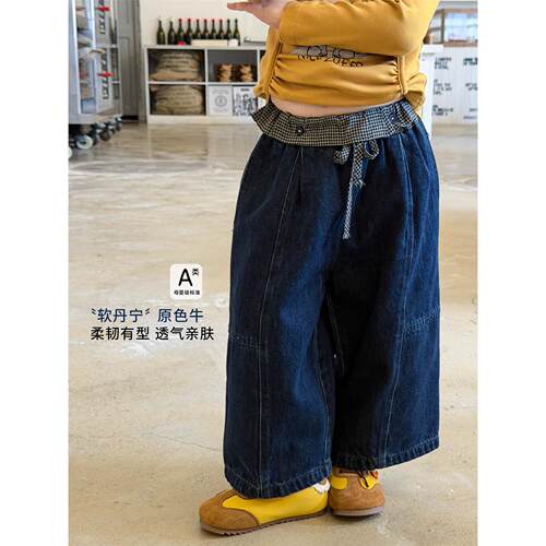 全棉A类蔗梨童装女童牛仔