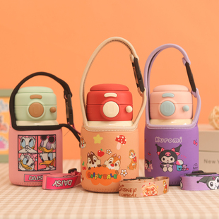卡通手提斜挎保温杯杯套 适用360毫升UOHA迷你吨双饮保温杯配件