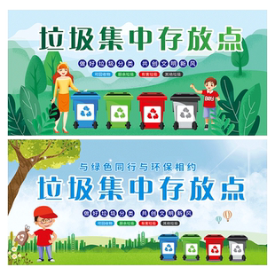 垃圾集中存放点堆放点标识牌垃圾站环保海报贴纸墙贴标志提示牌环保标识贴环境保护标语分类标识贴广告牌定制