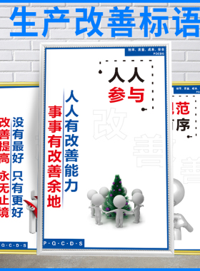 生产改善标语套装企业办公室车间工厂工地公司安全管理文化标准化管理现场持续改善上墙挂图KT板广告牌定制