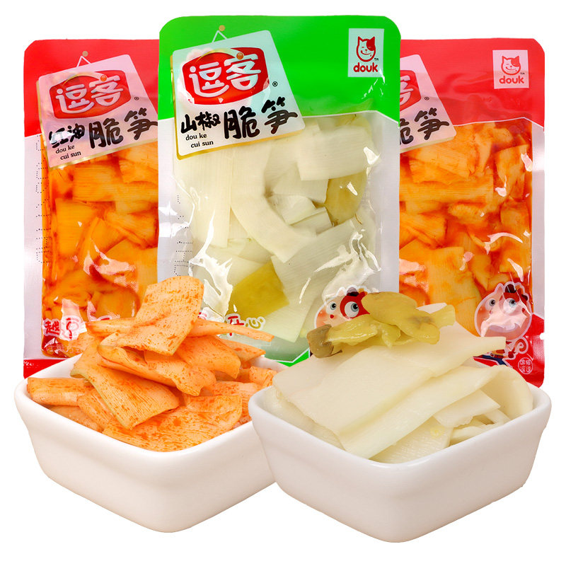 逗客泡椒山椒红油脆笋小包装开袋即食办公室小零食休闲食品小吃