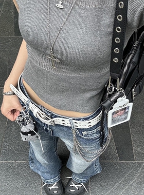 全身孔百搭腰带女2025新款裤配牛仔裤百褶裙子y2k朋克免打孔皮带