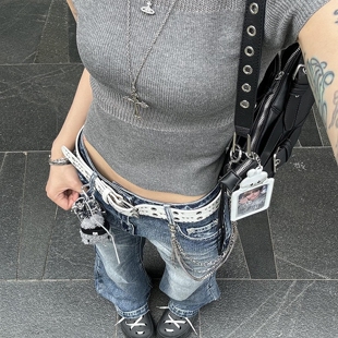 全身孔百搭腰带女2025新款裤配牛仔裤百褶裙子y2k朋克免打孔皮带