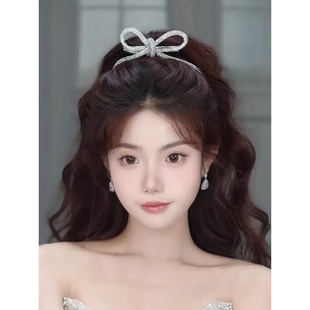 蝴蝶结头花发夹水舞新娘敬酒服生日头饰女礼服皇冠发饰结婚纱头箍