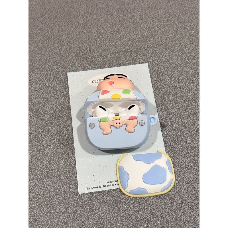 创意睡觉盖被蜡笔小新耳机壳保护套搞怪可爱硅胶软壳日系airpods3