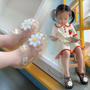 女童塑料凉鞋可下水儿童女孩夏季款可湿水踩水防滑宝宝水晶果冻鞋