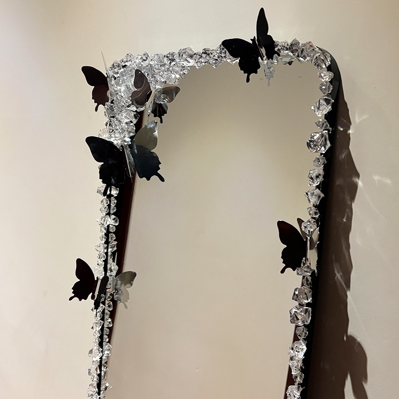 蝴蝶碎冰镜子diy材料改造边缘装饰品创意卧室客厅玄关少女换衣镜