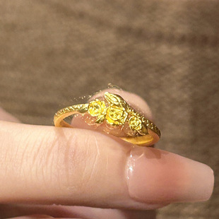 新中式玫瑰灵蛇戒指新年款古法金花小金蛇本命年生肖蛇活口指环女