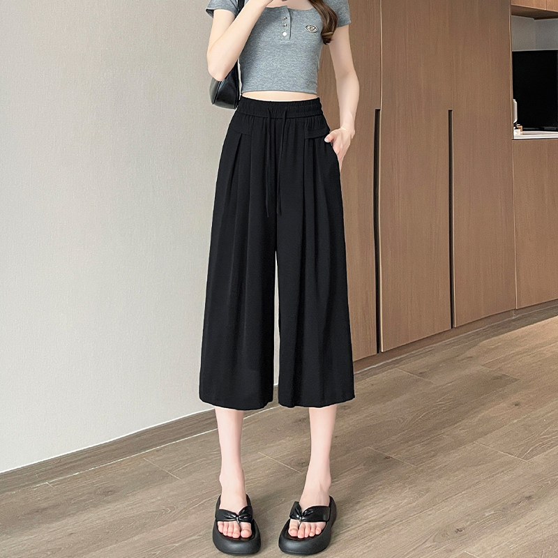 棉麻裤子女夏薄款2026新款高腰七分裤中裤大码胖mm显瘦宽松阔腿裤