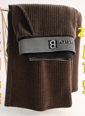 雪尼尔阔腿裤女秋冬季加绒加厚高腰大码裤子胖mm显瘦松紧腰直筒裤