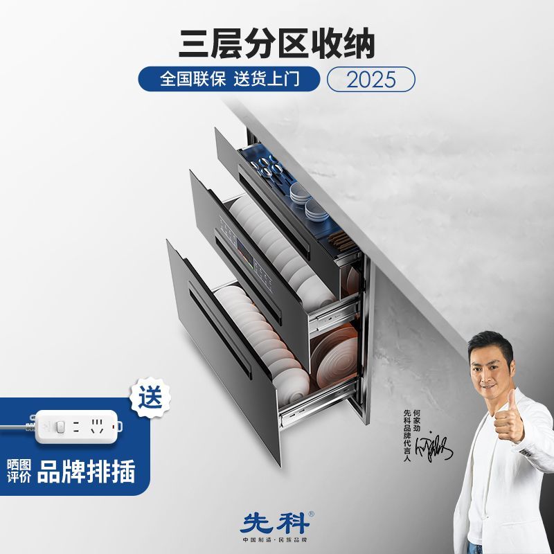 先科官方正品2025款二星级消毒柜嵌入式消毒碗柜家用大容量小尺寸