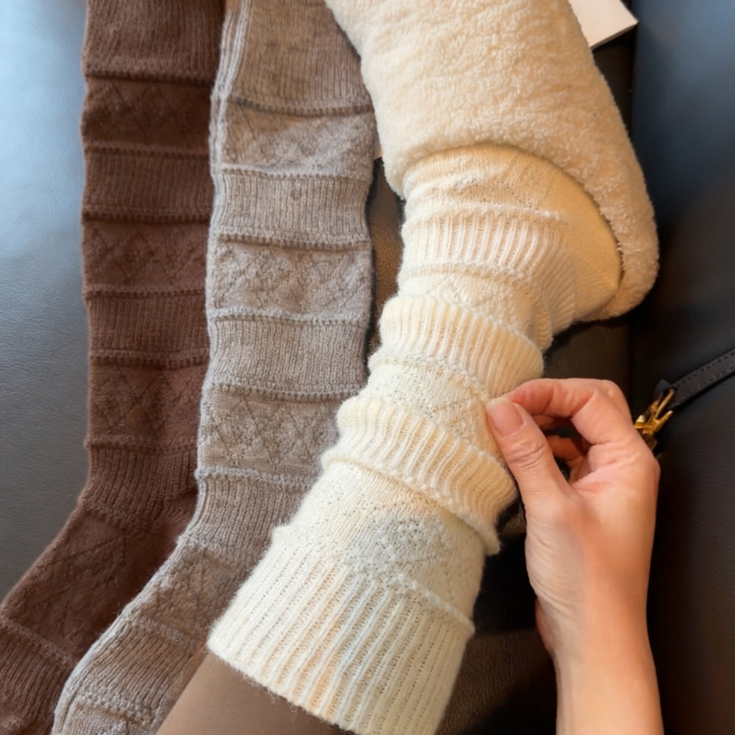 羊毛小腿袜子女秋冬季中筒袜保暖加绒加厚羊绒堆堆袜冬天白色长袜,女士内衣/男士内衣/家居服,长筒袜,淘宝优惠券,粉丝福利购,淘宝优惠卷