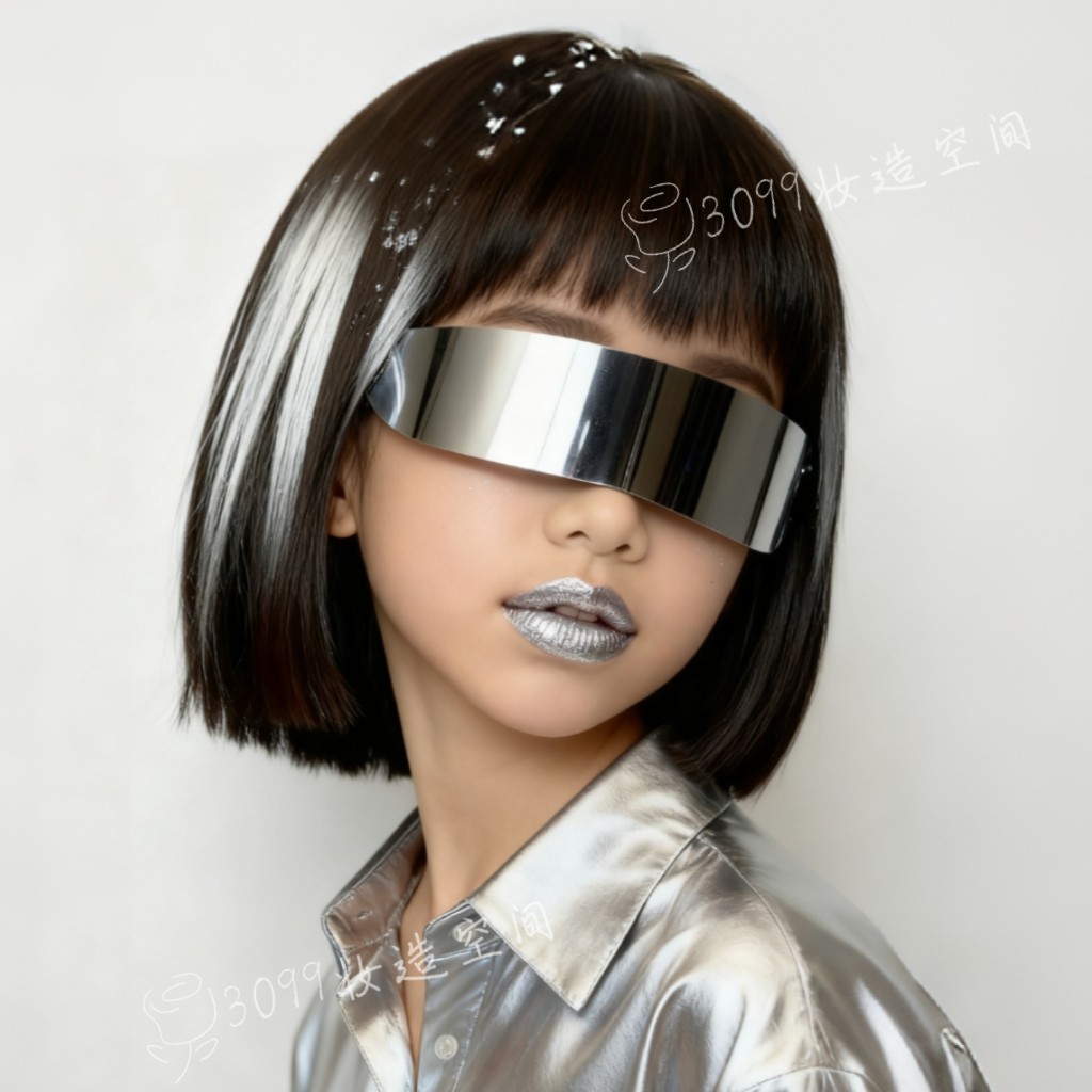 3099儿童未来科技感眼镜时尚造型男女孩舞台个性街舞嘻哈墨镜走秀