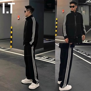 运动套装男款春秋季宽松休闲开衫夹克外套潮流学生痞帅一整套穿搭