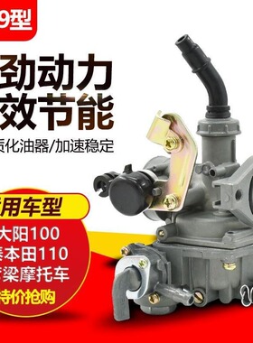 摩托车大阳DY100国产弯梁车110型化油器 PZ19化油器总成通用配件