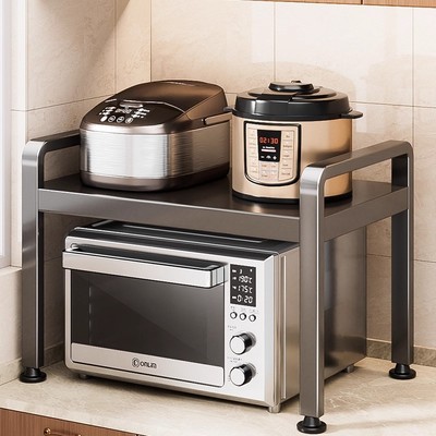 枪灰厨房微波炉置物架多功能