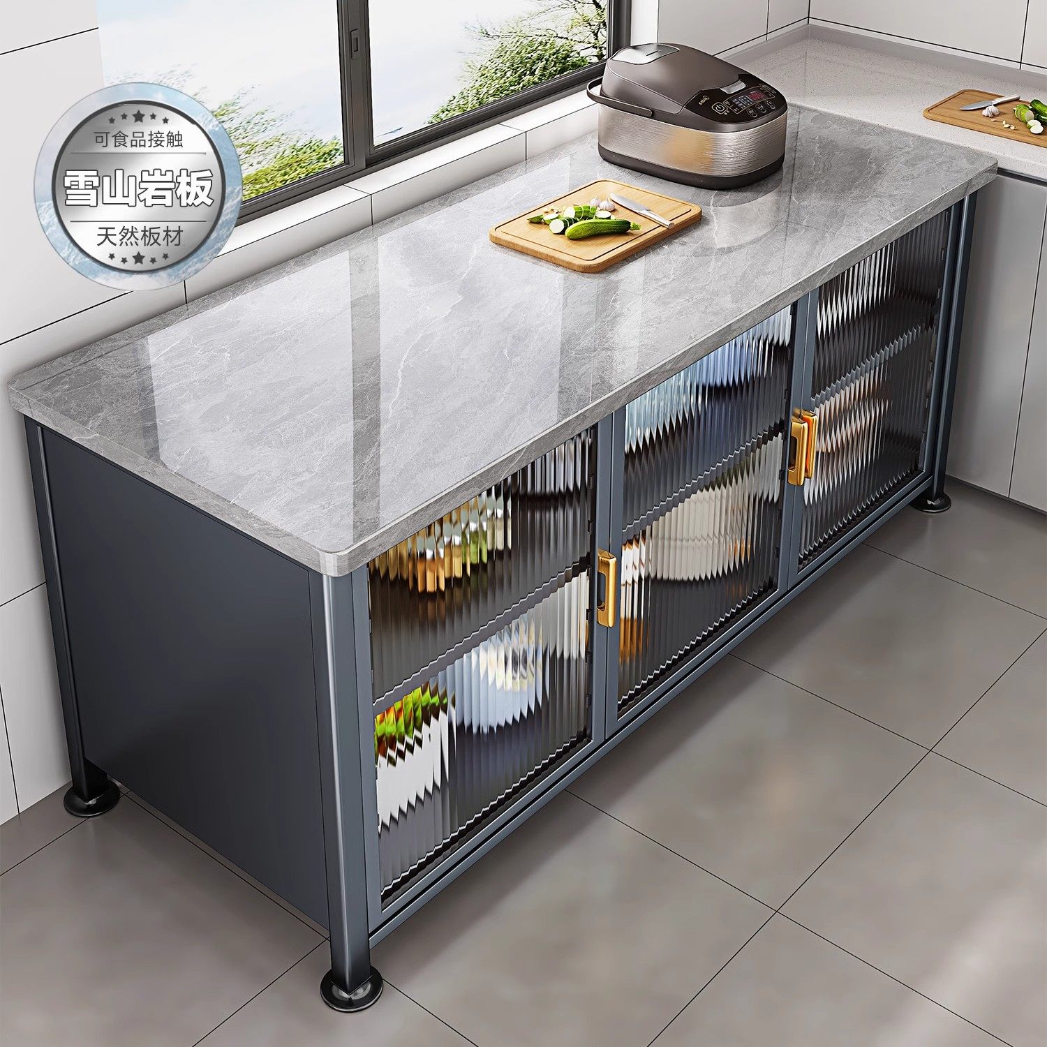 厨房加厚置物架落地多层岩板餐边收纳柜多功能工作台靠墙储物橱柜,厨房/烹饪用具,厨房置物架/置物柜/角架,淘宝优惠券,粉丝福利购,淘宝优惠卷