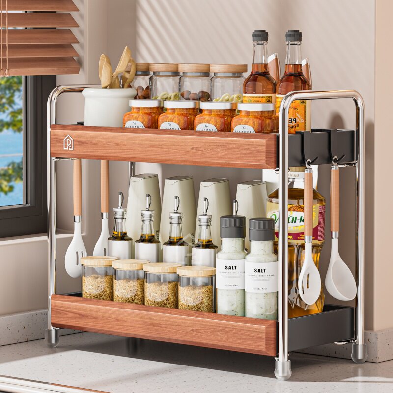 新款厨房调料置物架台面式窄款小尺寸佐料架酱油醋调味瓶收纳架子
