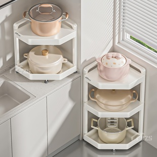 锅架厨房置物架落地多层三角转角家用多功能放锅具架子收纳锅架子