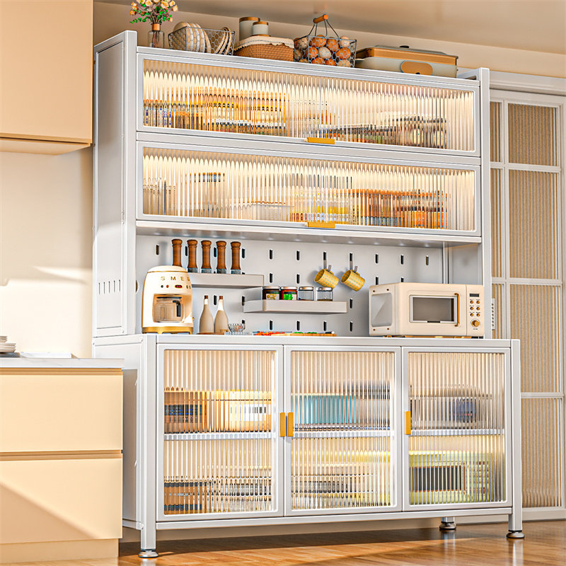 厨房置物架落地式多层微波炉电器餐边储物橱柜多功能洞洞板收纳柜