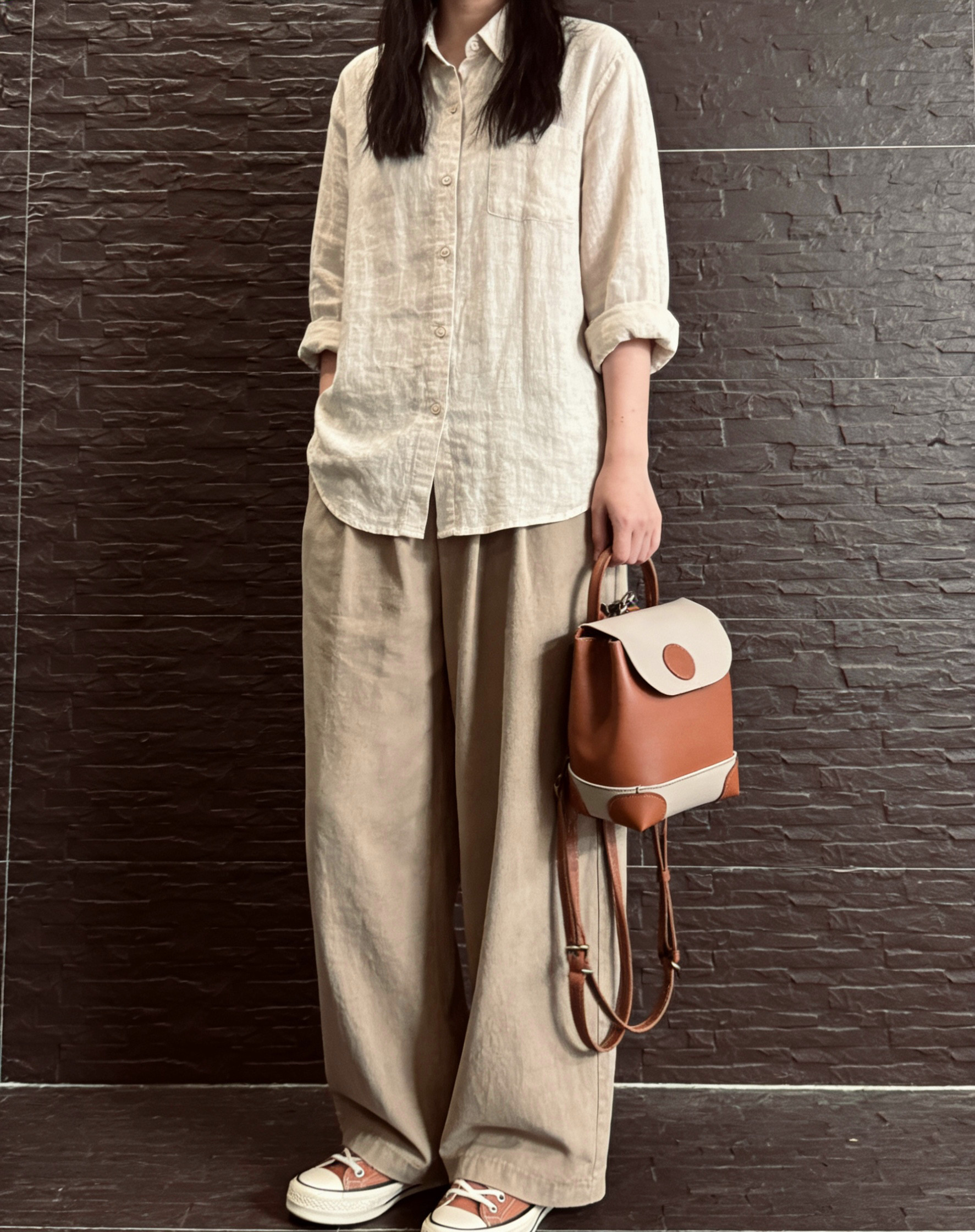 2026新款手工头层牛皮复古文艺款真皮拼色双肩包