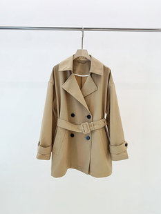 2025春季新款露珠系列女士丝羊毛平纹布双排扣风衣经典常规款