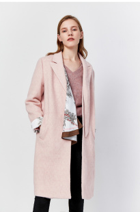 女装 冬季 气质可脱卸飘巾羊毛大衣人字纹毛呢外套 尾dan