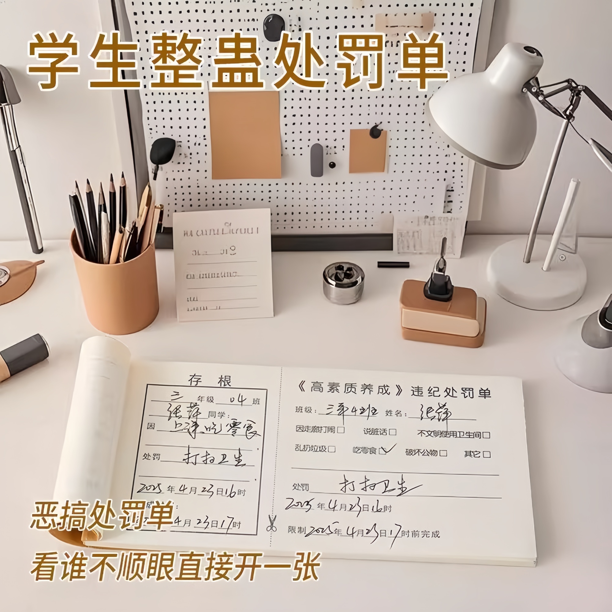 学生违停登记表存根版奖罚通知单