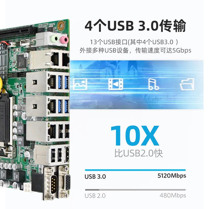 eip控汇EITX-7588工业主板1151针5网口视觉支持ATX或DC供电服务器