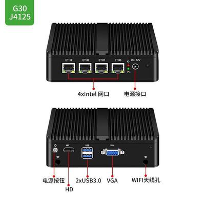倍控J6412迷你工控机软路由J4125四核I210迷你小主机微型linu