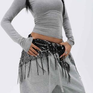 屁帘爵士爵士舞腰链臀巾跳舞配饰亮晶晶屁帘子亮片穿搭腰头三角巾