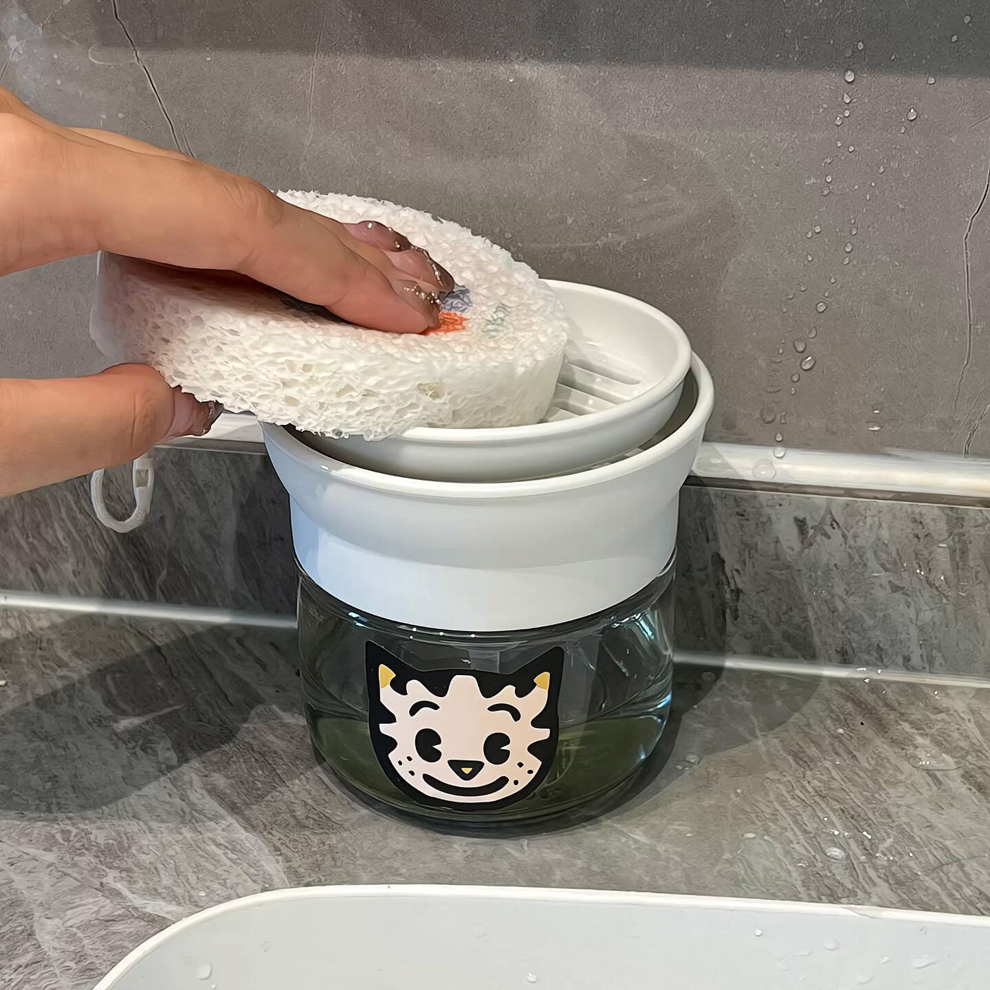 洗洁精按压瓶家用气泡按压器分装瓶大容量收纳瓶起泡器可爱原田