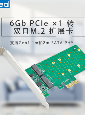 Linkreal M2阵列卡 PCIe x1转2口SATA RAID卡HBA ASMedia1061主控