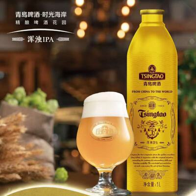 青岛啤酒精酿1升桶装整箱比利时双料小麦博克美式IPA西柚酸啤顺丰