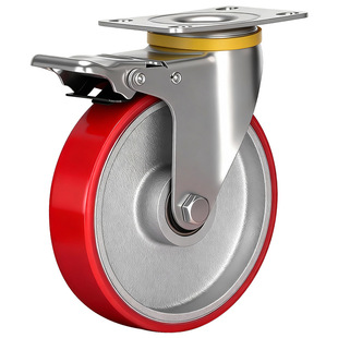 脚轮聚氨酯定向轮万向轮带刹车型CPM70 D125 D100 欧式