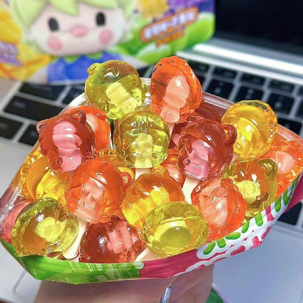 新期天泡泡玛特软糖小甜豆爱心mini棒棒糖果汁夹心橡皮糖QQ糖零食