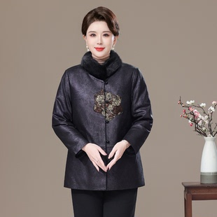 高端真皮羽绒外套女2025冬新款水貂毛领短款海宁真皮皮衣老年风衣