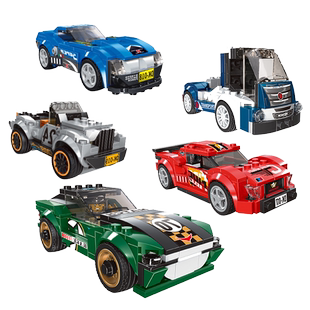 迪库儿童拼插积木玩具男童积木货车叉车赛车多变模型小孩益智礼物