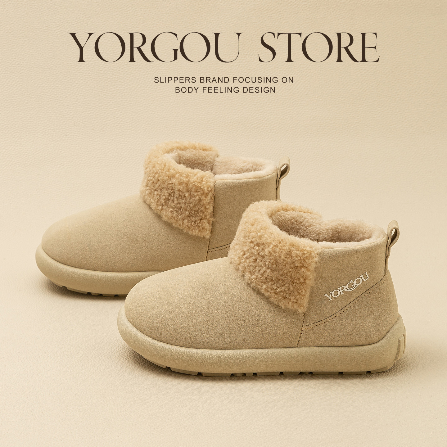 远港高包跟棉鞋女秋冬季可外穿棉拖鞋居家保暖加绒毛一脚蹬雪地靴