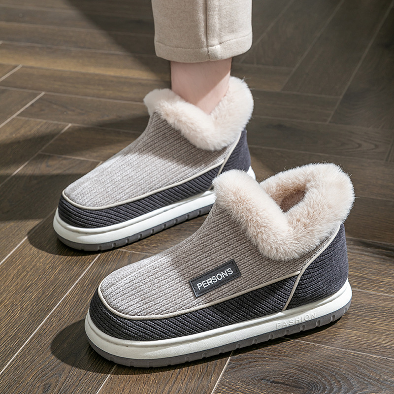 包跟棉拖鞋男士冬季外穿软底室内居家居中老年防滑加绒保暖棉鞋男