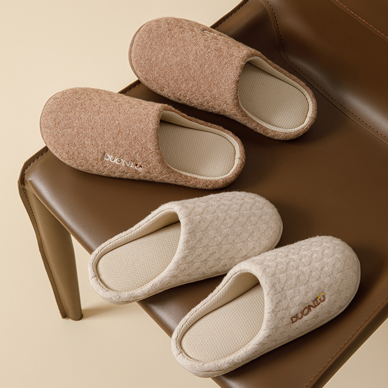 日式保暖棉拖鞋男秋冬居家静音防滑情侣静音软底室内地板拖鞋女冬