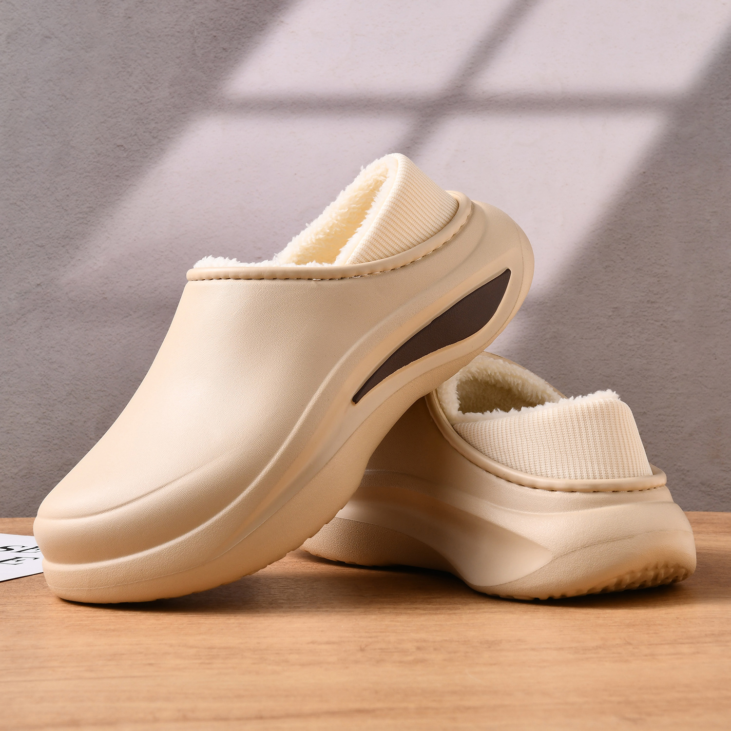 厚底冬季鞋男外穿加绒加厚棉拖鞋居家耐磨透气防滑保暖一脚蹬棉鞋