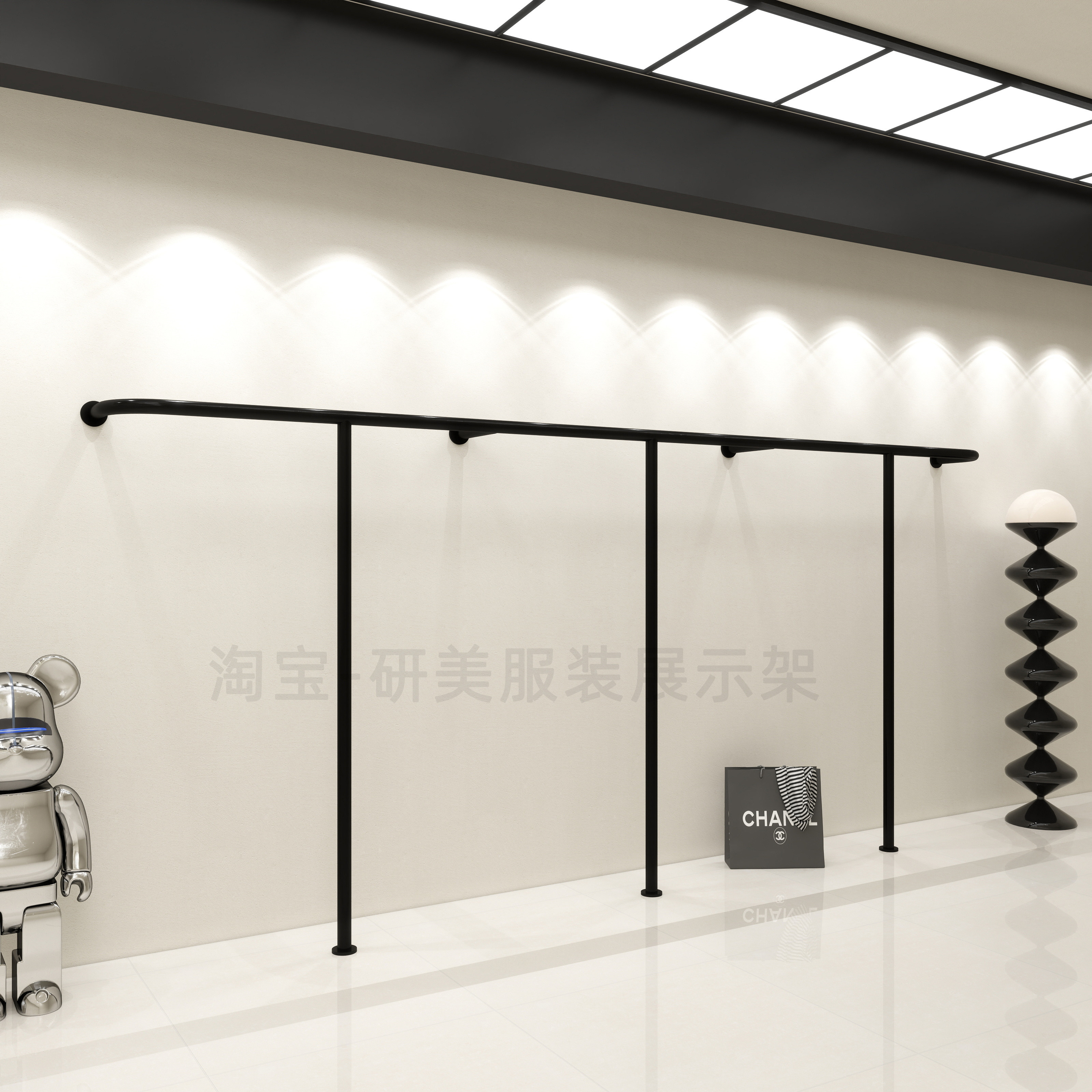 服装店展示架上墙陈列架烤漆黑色简约挂衣架网红女装店专用货架图片