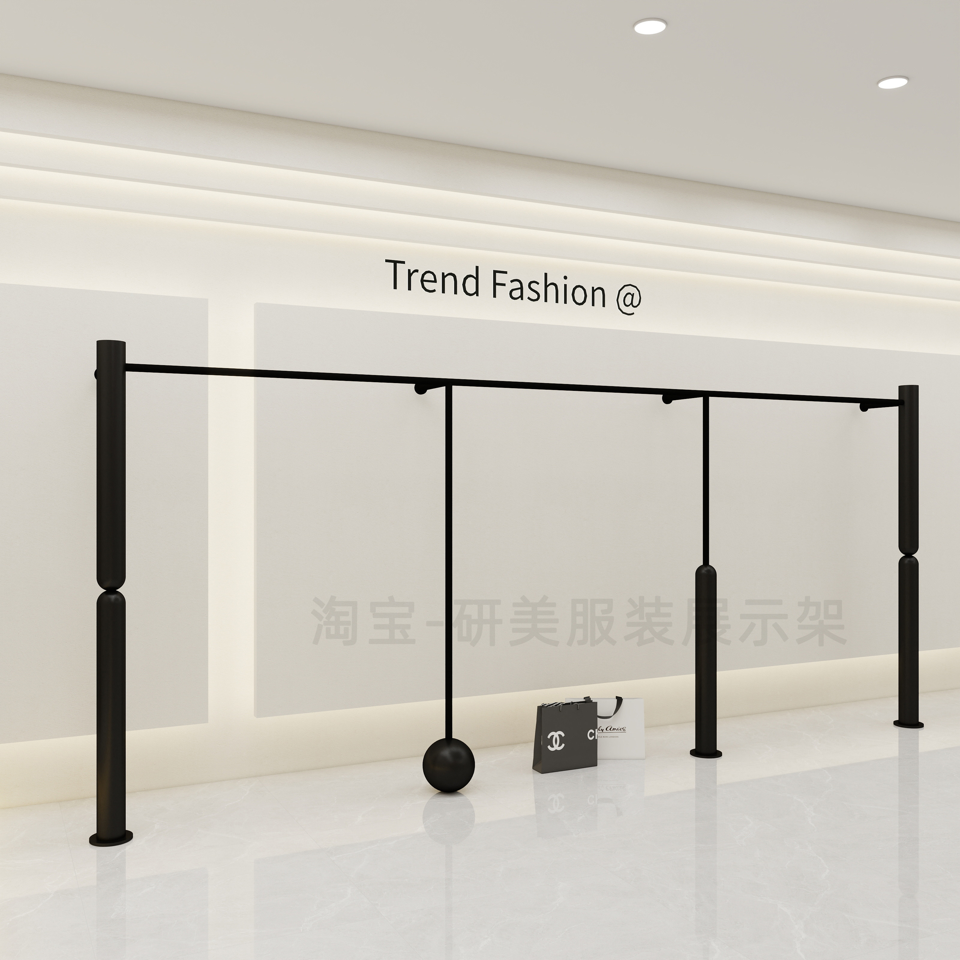 服装店展示架黑色陈列架铁艺烤漆挂衣架上墙壁挂男女装店专用货架