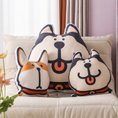 XIXI口 哈士奇公仔抱枕办公室可爱娃娃靠垫玩偶客厅沙发睡觉靠枕